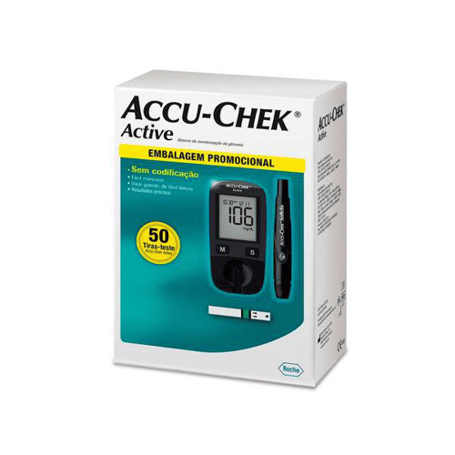 Kit Aparelho Monitor De Glicemia Accu-Chek Active + 50 Tiras Teste