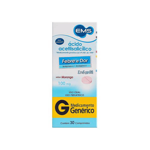 Ácido - Acetilsalicilico 100 Mg Com 30 Comprimidos Ems Genérico