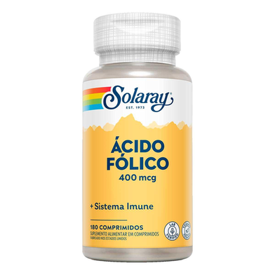 Imagem do produto Ácido Fólico Vegano Solaray 400Mcg Com 180 Comprimidos