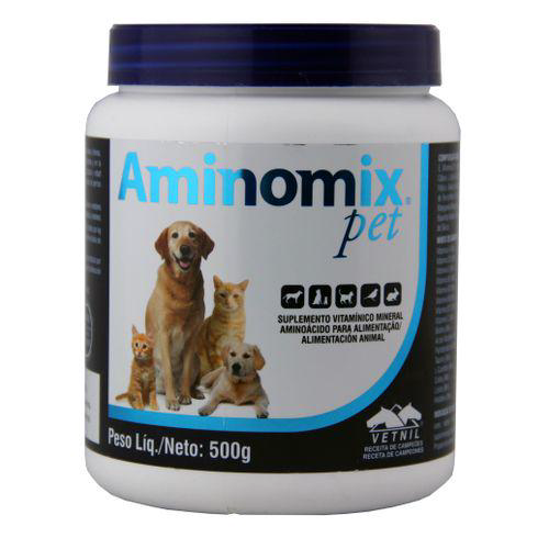 Imagem do produto Aminomix Pet Suplemento Vitamínico Mineral Aminoácido Para Alimentação Animal Uso Veterinário 500G