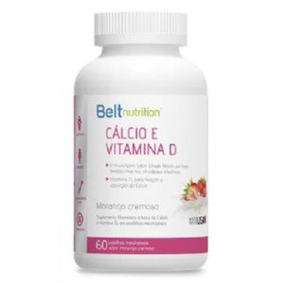 Imagem do produto Cálcio +Vitamina D Belt Nutrition Sabor Morango Cremoso C/ 60 Pastilhas Mastigáveis