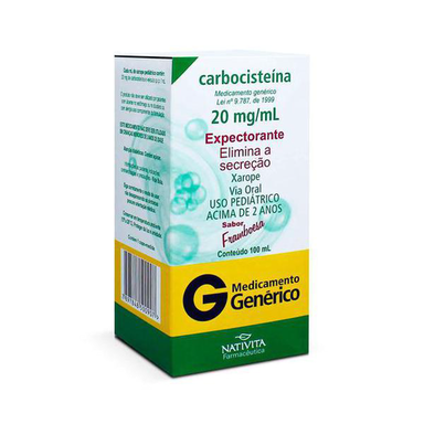 Carbocisteína Xarope Infantil 20Mg Ml 100Ml E Copo De Medida - Nativita Genérico