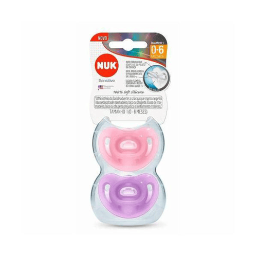 Imagem do produto Chupeta Nuk Sensitive Soft 100% Silicone Tamanho 1 De 0 A 6 Meses Girl Cores Sortidas 2 Unidades