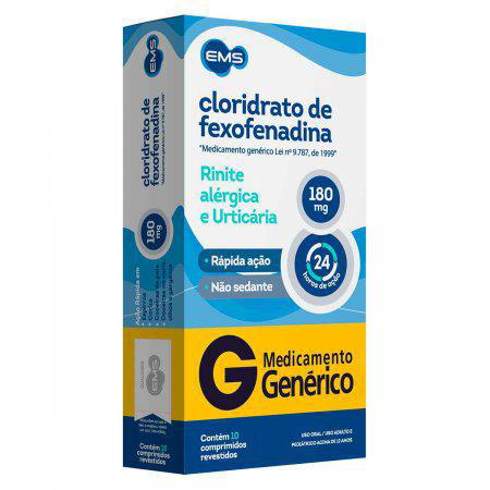Imagem do produto Cloridrato De Fexofenadina - 180Mg 10 Comprimidos Ems Genérico