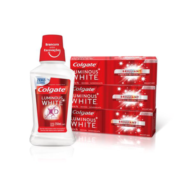 Imagem do produto Colgate Kit 3 Creme Dental Luminous White 70G Gratis Enxaguante 250Ml