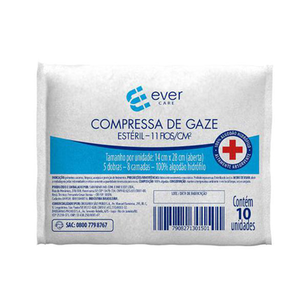 Imagem do produto Compressa De Gaze Ever Care Estéril 11 Fios 10 Unidades