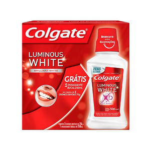 Creme - Dental Colgate Luminous Com 90 Gramas Contém 3 Unidades - Grátis Enxaguante Bucal Luminous White Com