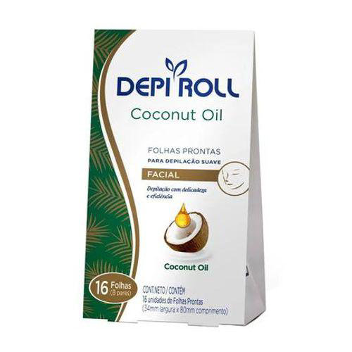 Imagem do produto Depilador Depiroll Coconut Oil Cera Fria Para Virilha E Pernas Folhas Prontas Com 16 Unidades 8 Pares