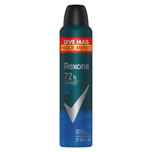 Imagem do produto Desodorante Aerossol Rexona Men Active Dry 72H 250Ml