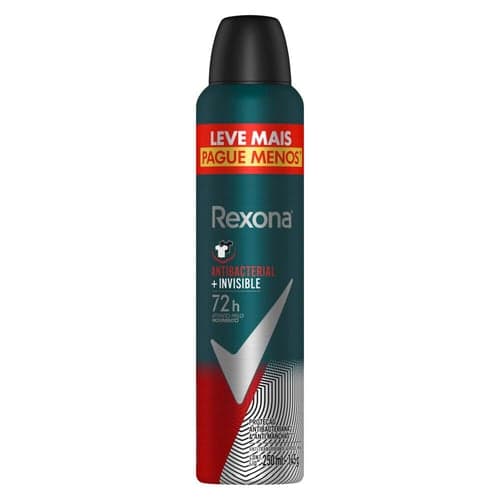 Imagem do produto Desodorante Antitranspirante Aerossol Rexona Men Antibacterial + Invisible Com 250Ml 250Ml
