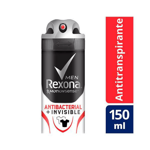 Imagem do produto Desodorante Antitranspirante Rexona Men Antibacterial + Invisible Aerosol 150Ml