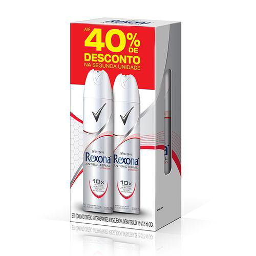Imagem do produto Desodorante Rexona Women Antibacterial Protection Aerosol Antitranspirante 48H 2 Unidades Com 175Ml Cada Com 40% De Desconto Na 2 Unidade