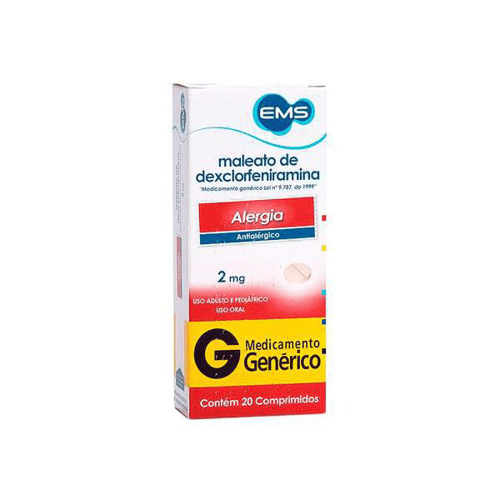 Dexclorfeniramina - 2 Mg Com 20 Comprimidos Ems Genérico