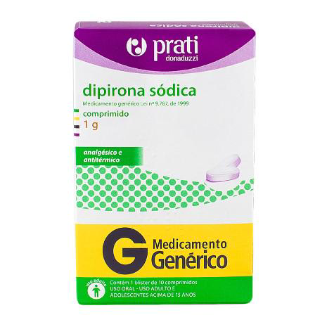 Imagem do produto Dipirona 1G Com 10 Comprimidos Prati Donaduzzi - Prati Donaduzzi Genérico
