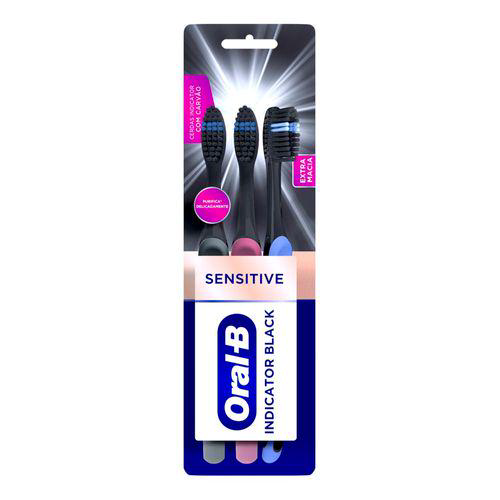 Imagem do produto Escova De Dente Oral B Indicator Black Sensitive Com Carvão 3 Unidades 3 Unidades