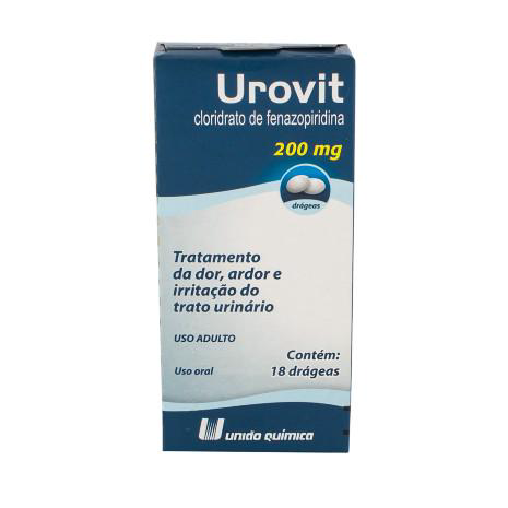 Imagem do produto Fenazopiridina Urovit 200 Mg Com 18 Drágeas