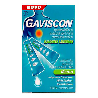 Gaviscon Menta Reckitt Benckiser 12 Sachês 10Ml - Sachê 10Ml