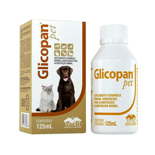Imagem do produto Glicopan Pet Suplemento Vitamínico Mineral Aminoácido Para Alimentação Animal 125Ml