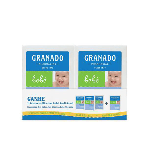 Imagem do produto Granado Kit Sabonete Infantil Glicerina Bebe Lavanda 90G Leve 4 Pague 3