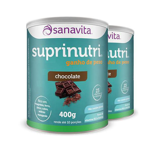 Imagem do produto Kit 2 Suprinutri Ganho De Peso Sanavita Chocolate 400G