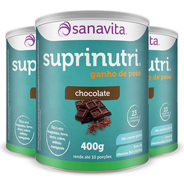 Imagem do produto Kit 3 Suprinutri Ganho De Peso Sanavita Chocolate 400G