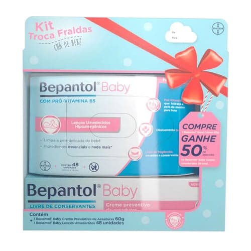 Imagem do produto Kit Bepantol Baby Creme Contra Assadura 60G + Lenço Umedecido Bepantol Baby 48 Unidades