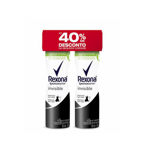 Imagem do produto Kit Desodorante Aerosol Rexona Comprimido Invisible Com 2 Unidades Com