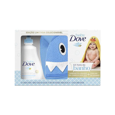 Imagem do produto Kit Dove Baby Hidratação Enriquecida Sabonete Líquido 400Ml + Toalha De Banho Tubarão