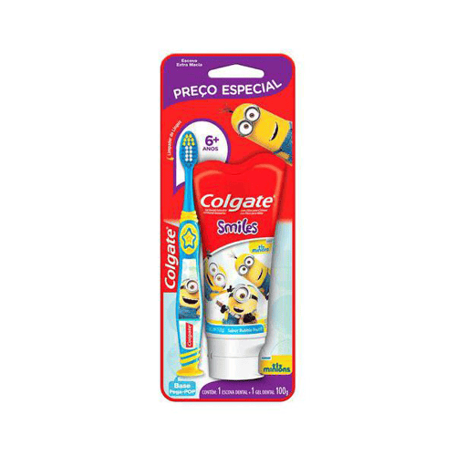 Imagem do produto Kit Escova Dental Infantil Colgate Minions Extra Macia 6+ Anos + 1 Gel Dental Personagens Sortidos
