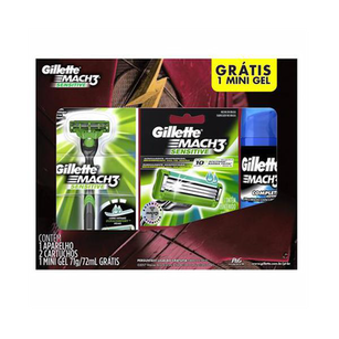 Imagem do produto Kit Gillette Mach3 Sensitive Aparelho De Barbear + 2 Cargas Grátis Mini Gel 71G