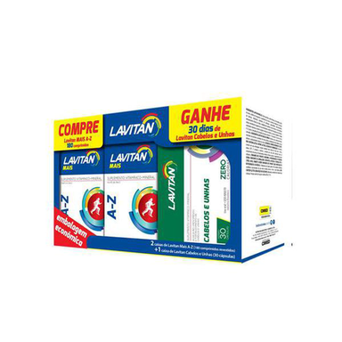 Imagem do produto Kit Lavitan Az Mais 180 Comprimidos Grátis Lavitan Hair Cabelos E Unhas 30 Comprimidos