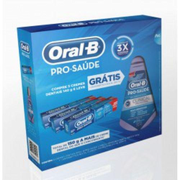 Imagem do produto Kit Oralb 3 Creme Dental Pró Saúde Grátis Enxaguatório Bucal Clinical 140G E 250Ml