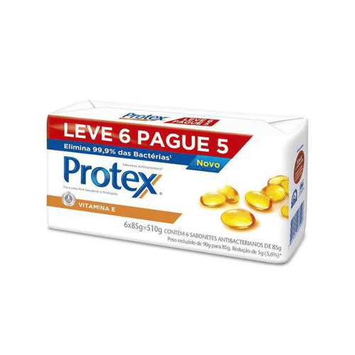 Kit Sabonete Barra Protex Vitamina E Leve 6 Pague 5 85G Cada