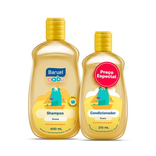 Imagem do produto Kit Shampoo Infantil Baruel Baby Suave 400Ml E Condicionador Infantil Baruel Baby Suave 210Ml