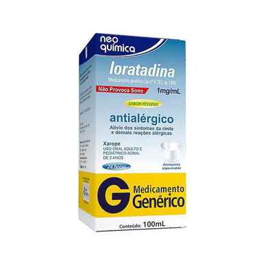 Imagem do produto Loratadina - 1 Mg Xarope 100 Ml G Brainfarma Genérico