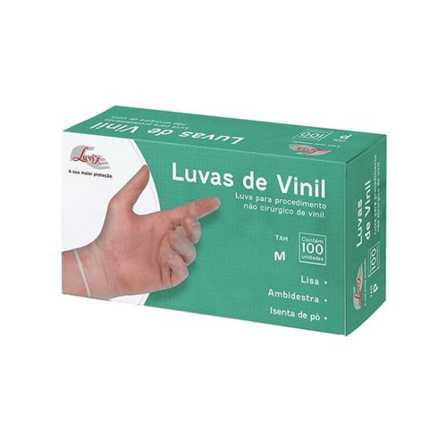 Imagem do produto Luva De Vinil Latex Br Lisa Tamanho M 100 Unidades