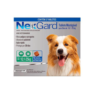 Imagem do produto Nexgard Contra Pulgas E Carrapatos Para Cães De 10,1 A 25Kg Com 3 Tablete Mastigável