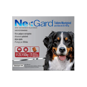 Imagem do produto Nexgard Contra Pulgas E Carrapatos Para Cães De 25,1 A 50Kg Com 1 Tablete Mastigável