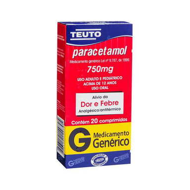 Imagem do produto Paracetamol - 750 Mg Com 20 Comprimidos Teuto Genérico