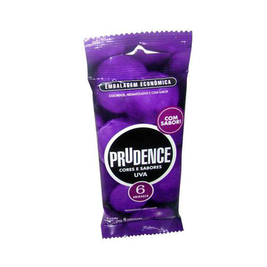 Imagem do produto Preservativo Prudence Cores E Sabores Com 6 Lubrificado Uva