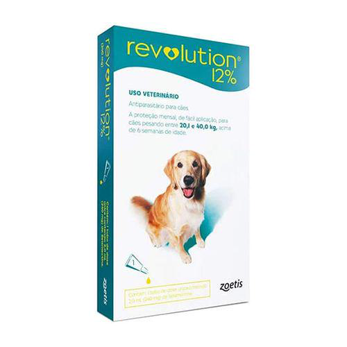 Imagem do produto Revolution 12 % 240Mg Para Cães Revolution 12 % 240Mg Antiparasitário Para Cães Entre 20,1 A 40Kg Cor Verde Azulado Com 1 Bisnaga De 2Ml