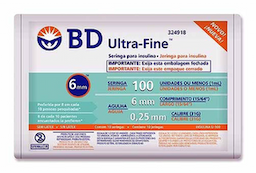 Seringa De Insulina Bd Ultrafine 6Mm Capacidade De 100 Unidades De Insulina Pacote Com 10 Seringas