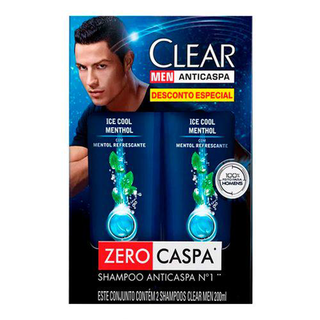 Imagem do produto Shampoo Clear Men Ice Cool Menthol Com 2 Unidades De 200Ml Cada Preço Especial