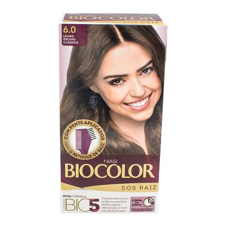 Tintura Creme Biocolor Niasi Louro Escuro Clássico 6.0 Kit