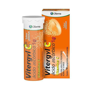 Imagem do produto Vitamina C Vitergyl C 1 G Sabor Laranja Com 10 Comprimidos Efervescentes