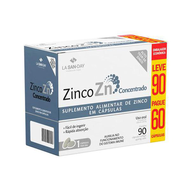 Imagem do produto Zinco Zn Lasanday Leve 90 Pague 60 Cápsulas 30Mg Especial