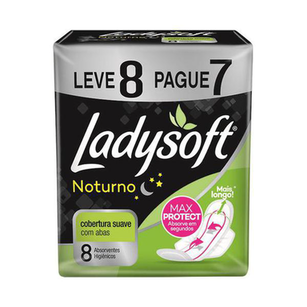 Imagem do produto Absorvente Ladysoft Normal Noturno Suave - Com Abas Com 8 Unidades