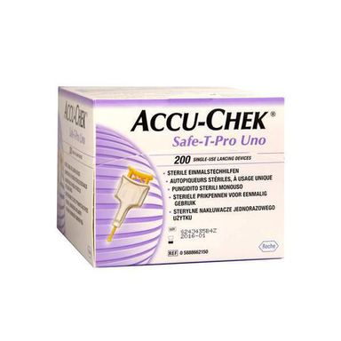 Imagem do produto Accuchek Safetpro Uno C/ 200 Lancetas Esterilizadas Dimetro Da Agulha 28G/0.36Mm