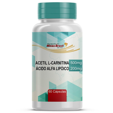 Imagem do produto Acetil Lcarnitina 500Mg Ácido Alfa Lipóico 200Mg 60 Cápsulas