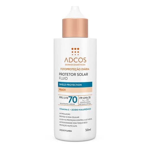 Imagem do produto Protetor Solar Facial Adcos Fluid Shield Protection Peach FPS70 50Ml